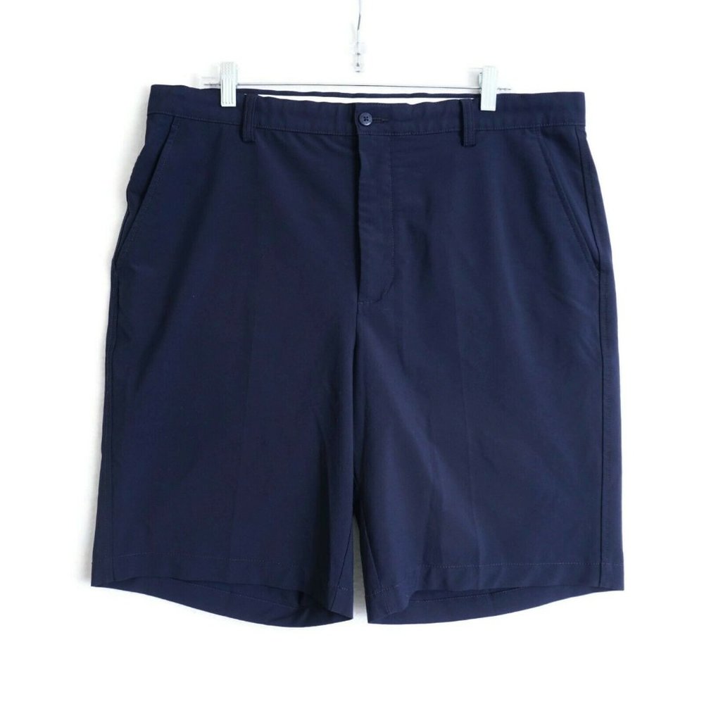 FJ Footjoy Mens Shorts Golf Athletic Blue Flat Front Polyester Size 38